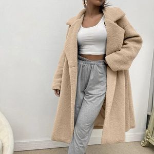 Womens long teddy coat